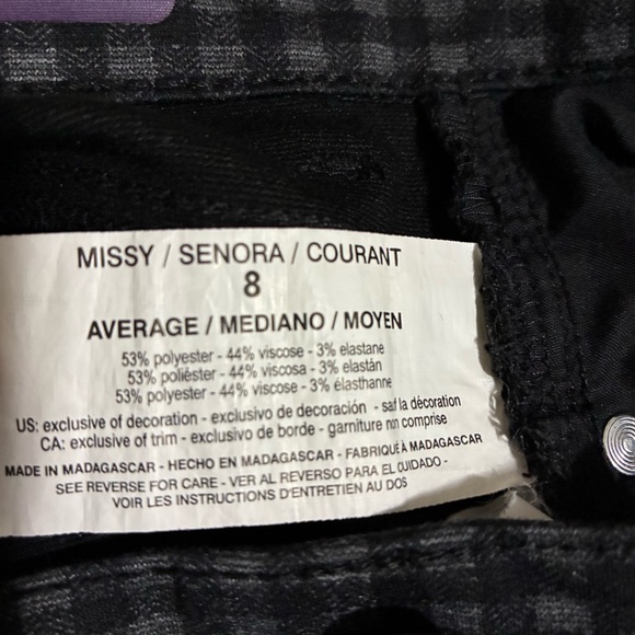 Gloria Vanderbilt Amanda Pants Trousers Stretch Black and Gray Plaid Size 8 - Picture 11 of 11